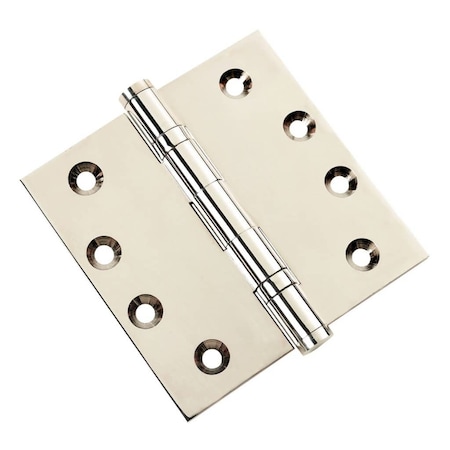 Embassy 4-1/2 x 4-1/2 Solid Brass Ball Bearing Hinge, Polished Nickel Finish with Flat Tips 4545BBUS14F-1